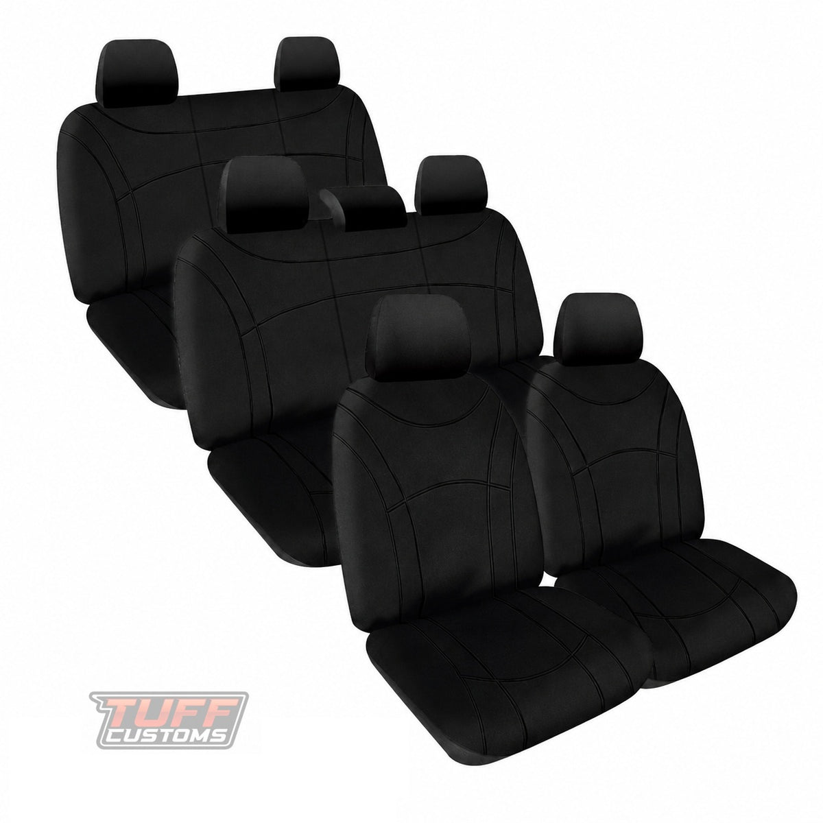 Getaway Neoprene w/ Black Stitch Seat Covers 3 Rows For TOYOTA HIACE 5 SEAT LWB CREW VAN 2/2019-2026