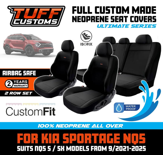 TUFF Customs Neoprene Seat Covers 2 Rows For Kia Sportage NQ5 ( S SX ONLY) 9/2021-2024