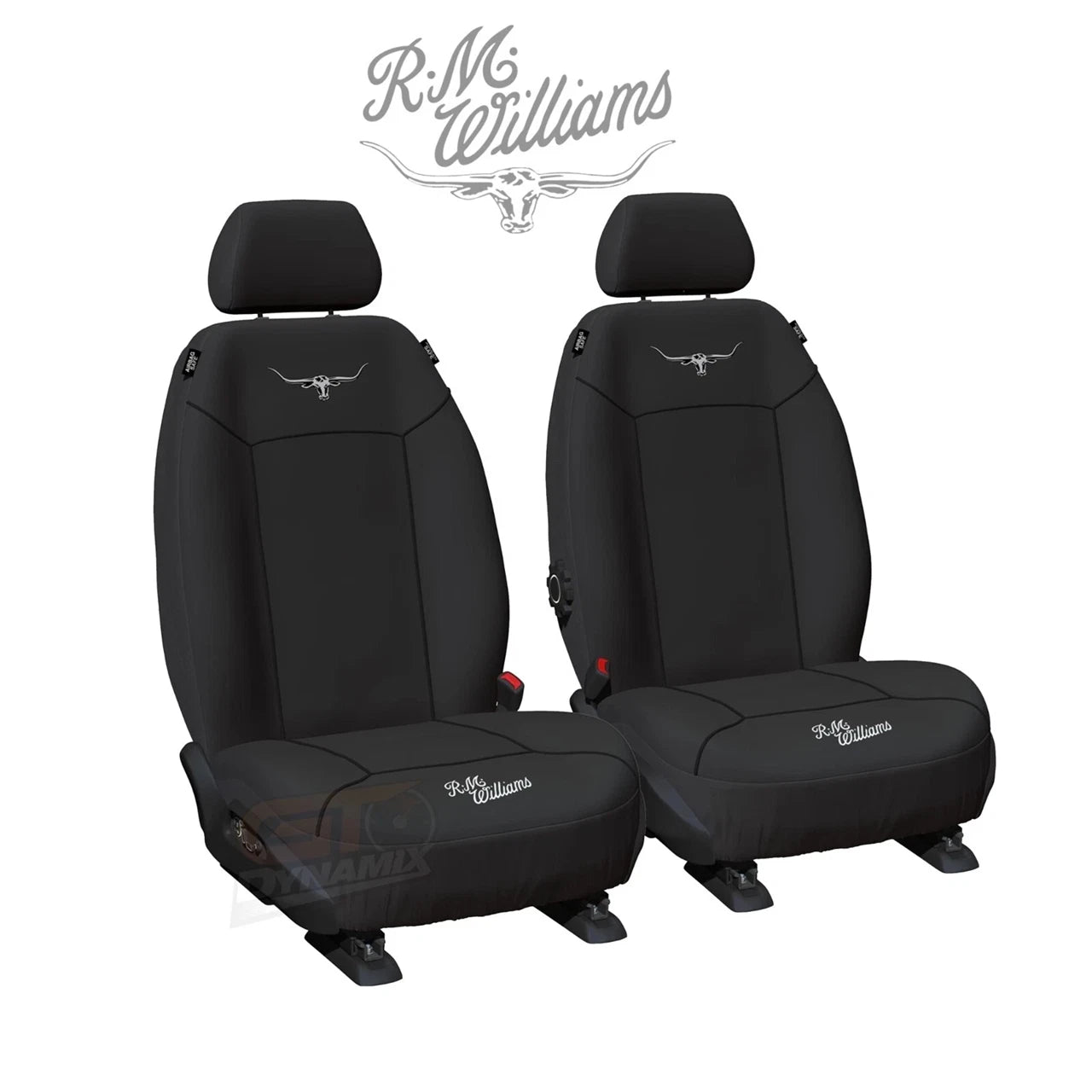 RM Williams Longhorns Universal Canvas Seat Covers VW POLO 6R TRENDLINE 2DR HATCH 6/2009-1/2012 Black or Charcoal