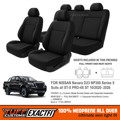 TUFF Customs ExactFit Neoprene Seat Covers Nissan Navara D23 NP300 ST ST-X PRO-4X 10/2020-2025 2 Rows