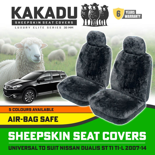 KAKADU Luxury Sheepskin Seat Covers Suits Nissan Dualis ST Ti 2007-2014 30mm 5Colours 6YRW