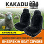 KAKADU Executive Front Sheepskin Seat Covers 3 Year Warranty 21mm AIR-BAG BLACK