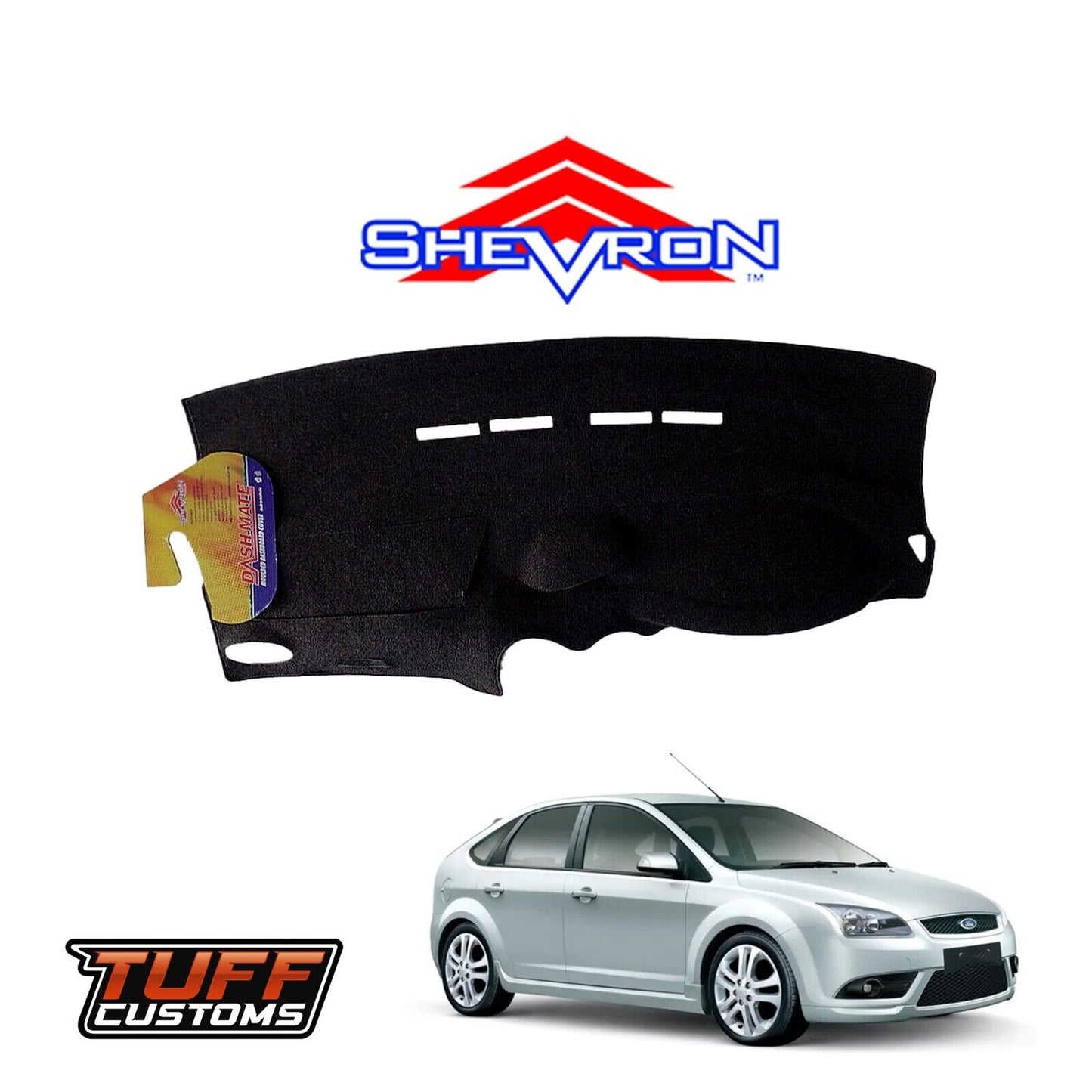 Shevron Black Dash Mat For Ford Focus XR5 w/ Gauges 5/2005-5/2011 DM1030