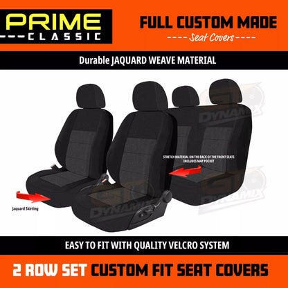 PRIME Classic Seat Covers 2 Rows Black For Toyota Hilux SR SR5 Rogue 7/2015-2024