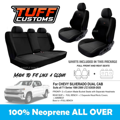 Tuff Customs Neoprene Seat Covers 2 Rows For Chevrolet Silverado T1 LTZ 10/202-2024