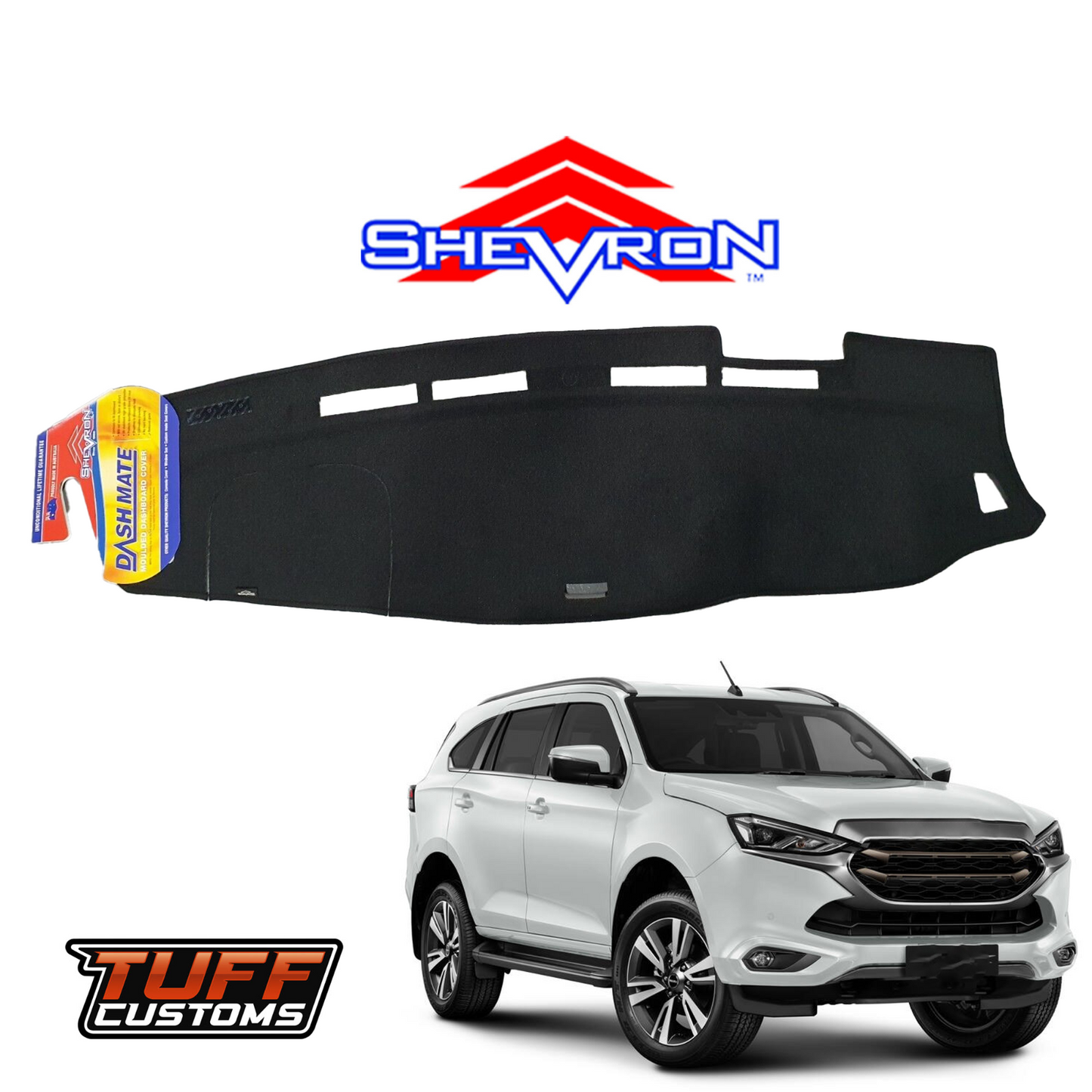 Shevron Black Dash Mat For Isuzu MU-X LS M LS T LS U w/ Hazard Light Cutout 6/2021-2024 DM1622