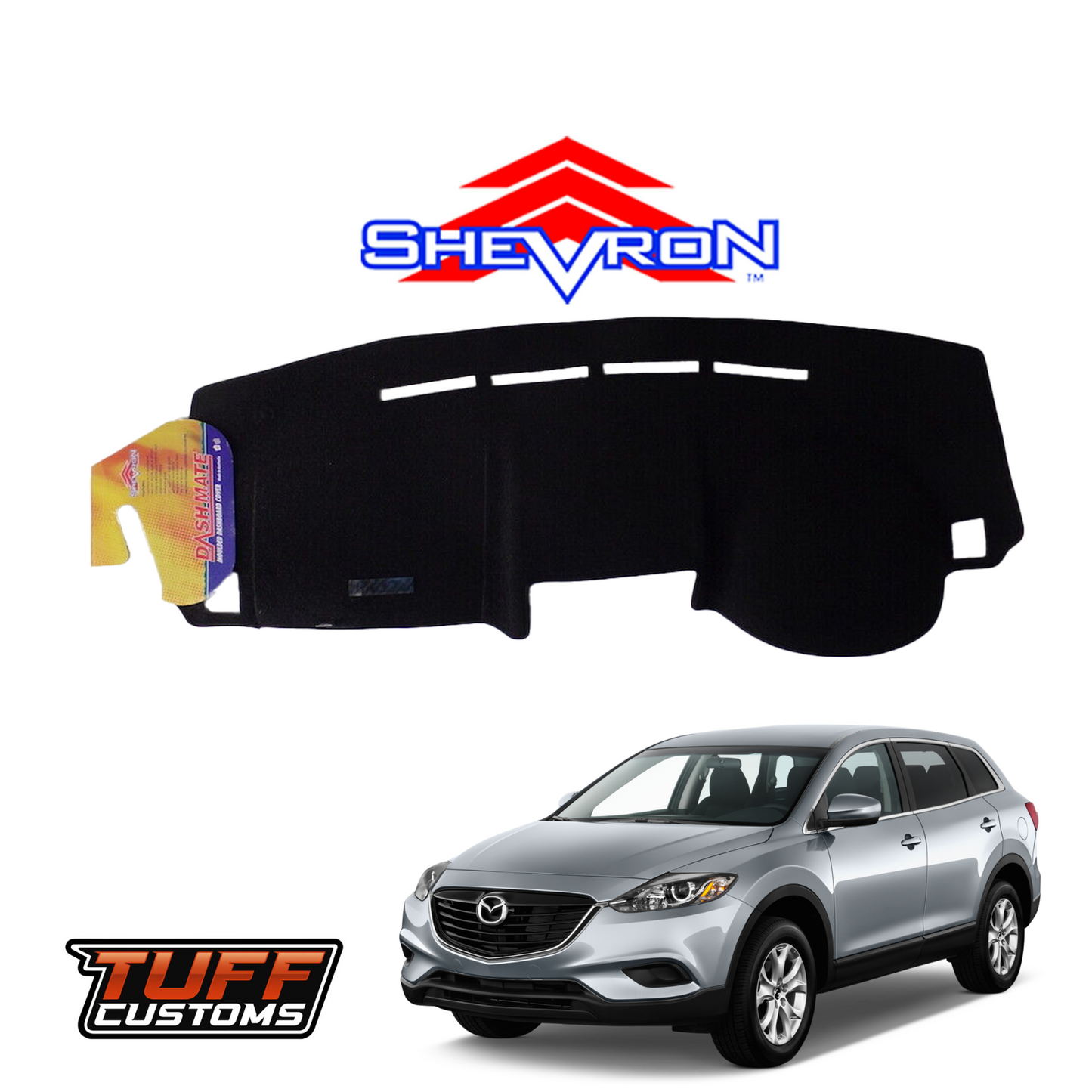 Shevron Black Dash Mat For Mazda CX9 TB 2008-6/2016 DM1086