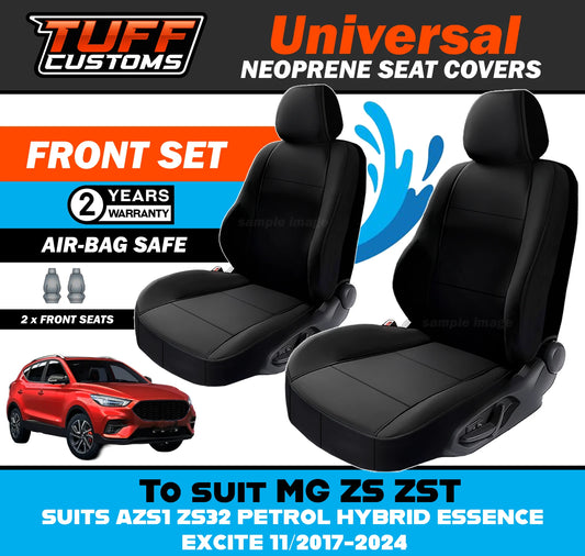 TUFF Customs Universal Neoprene Seat Covers MG ZS ZST AZS1 ZS32 PETROL HYBRID ESSENCE EXCITE 11/2017-2024