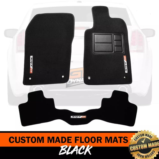 Custom Made Floor Mats 2 Rows For CHRYSLER 300C SRT8 w/ SRT-8 LOGO 2012-2021 BLACK
