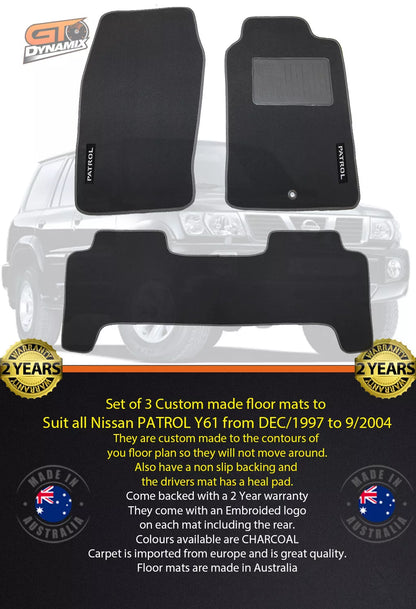 Custom Made Floor Mats 2 Rows For NISSAN PATROL GU Y61 12/1997-9/2004 Ti ST CHAR