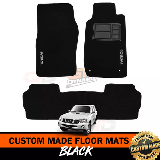 Custom Made Floor Mats 2 Rows For NISSAN PATROL GU Y61 Ti ST 10/2004-2017 Black