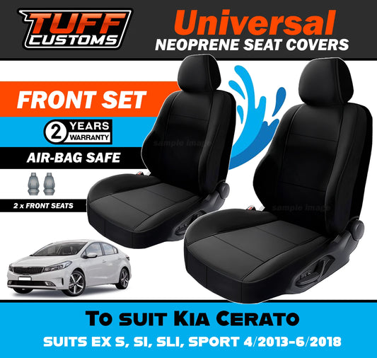TUFF Customs Universal Neoprene Seat Covers Kia Cerato YD EX S SI SLI SPORT 4/2013-6/2018