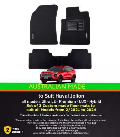Custom Made Floor Mats 2 Rows For Haval Jolion LUX Premium Ultra LE A01 2/2021-2025 Black