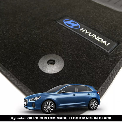 Custom Made Floor Mats 2 Rows For Hyundai i30 PD SR Premium Active Hatch 3/2017-2024 Black