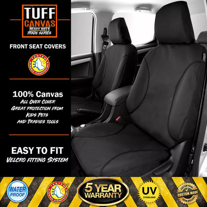 Black TUFF HD TRADE Canvas Seat Covers For Mitsubishi Triton MV Dual Cab GLX GLR GLS 12/2023-2025 2 Rows