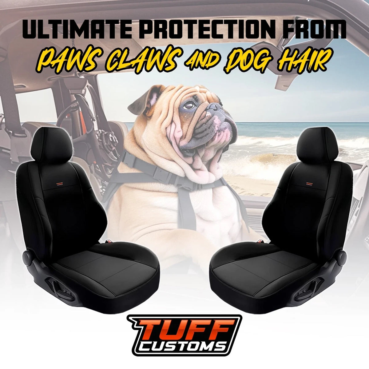 TUFF Customs S1 Neoprene Seat Covers For Mitsubishi Triton MN ML Dual Cab GLS GLX-R 2R 2006-2015 2 Rows Black