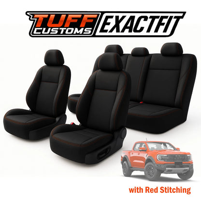TUFF Customs EXACTFIT Neoprene Seat Covers FORD NEXT GEN RAPTOR 2022-2025 RED STITCH 2 Rows