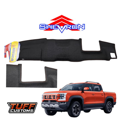 Shevron Dash Mat Black Orange Stitch For BYD Shark 6 w/HUD 10/2024-2025 DMO1724D