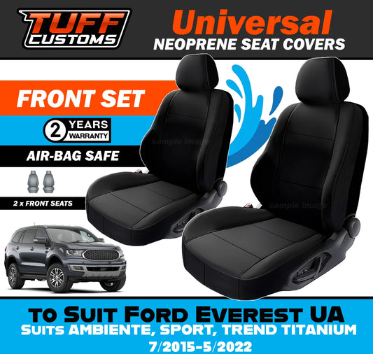 TUFF Customs Universal Neoprene Seat Covers Ford Everest UA AMBIENTE SPORT TREND TITANIUM 7/2015-5/2022