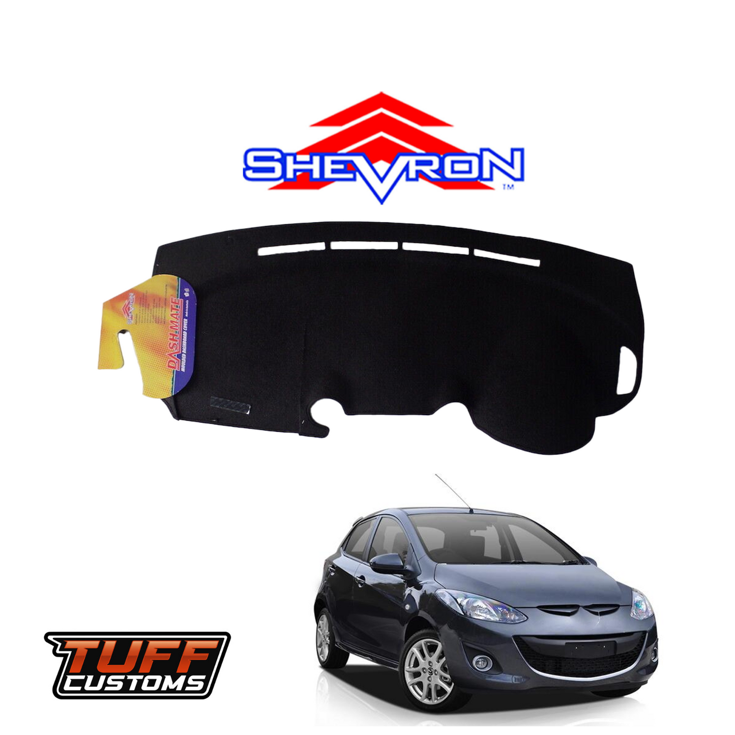 Shevron Black Dash Mat For Mazda 2 DE 10/2007-6/2014 DM1063