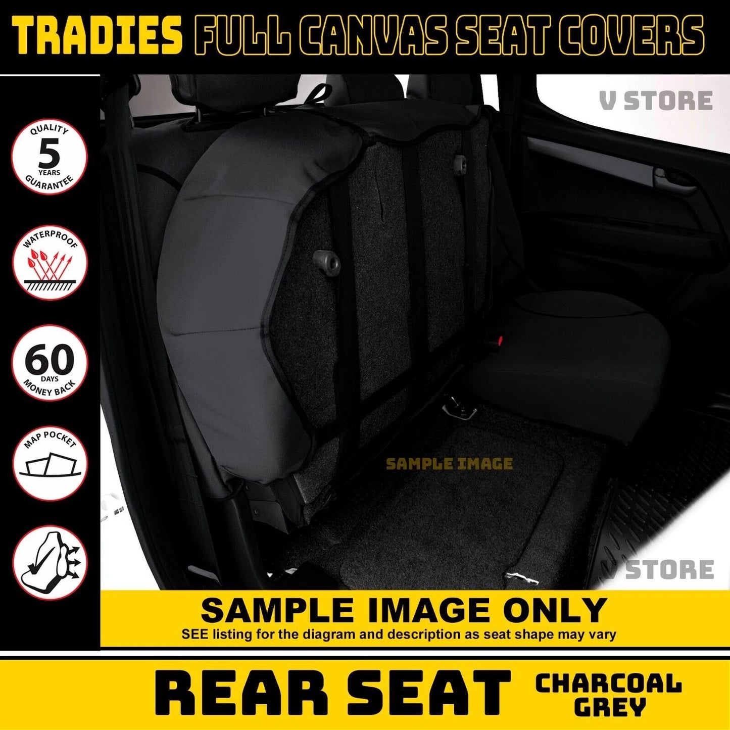 TUFF HD TRADE Canvas Seat Covers 2 Rows For BYD SHARK 6 All Series 07/2024-2025 BLACK