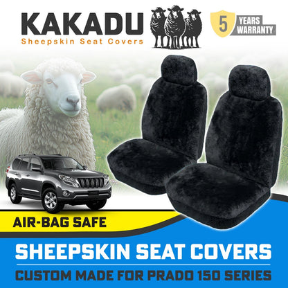 Custom made KAKADU Sheepskin Seat Covers for Toyota Prado 150 GX GXL 2009-5/2021 Charcoal