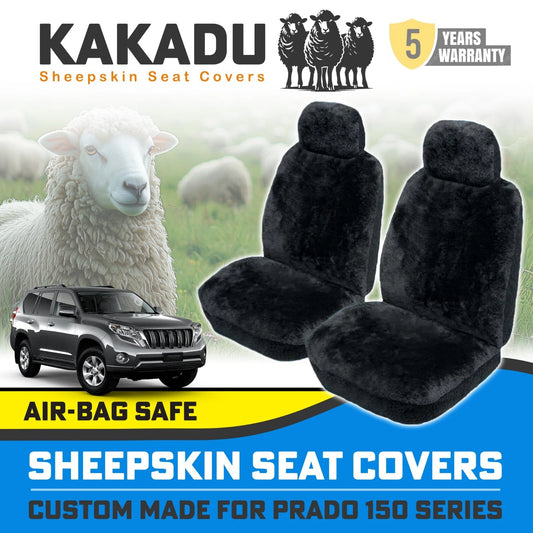 Custom made KAKADU Sheepskin Seat Covers for Toyota Prado 150 GX GXL 2009-5/2021 Charcoal