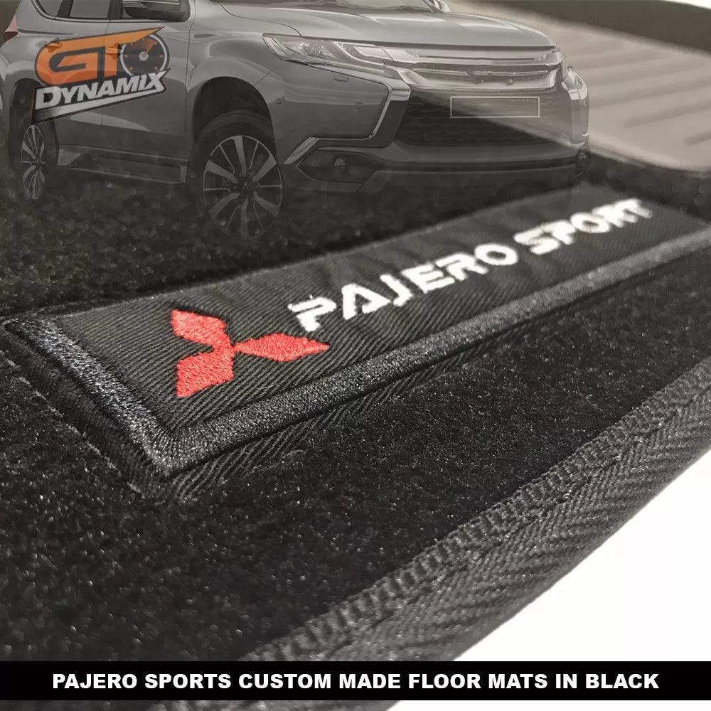 Custom Made Floor Mats 2 Rows MITSUBISHI PAJERO SPORTS GLX GLS VRX 2016-2025 BLACK