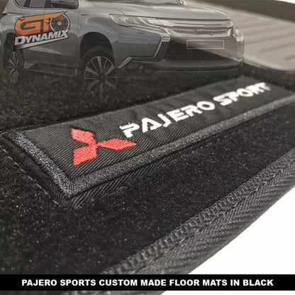 Custom Made Floor Mats 2 Rows MITSUBISHI PAJERO SPORTS GLX GLS VRX 2016-2025 BLACK