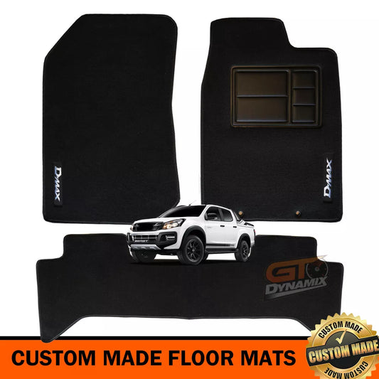 Custom Made Floor Mats 2 Rows Isuzu D-MAX LS-U LS-M DMAX SX 6/2012-6/2020 BLACK