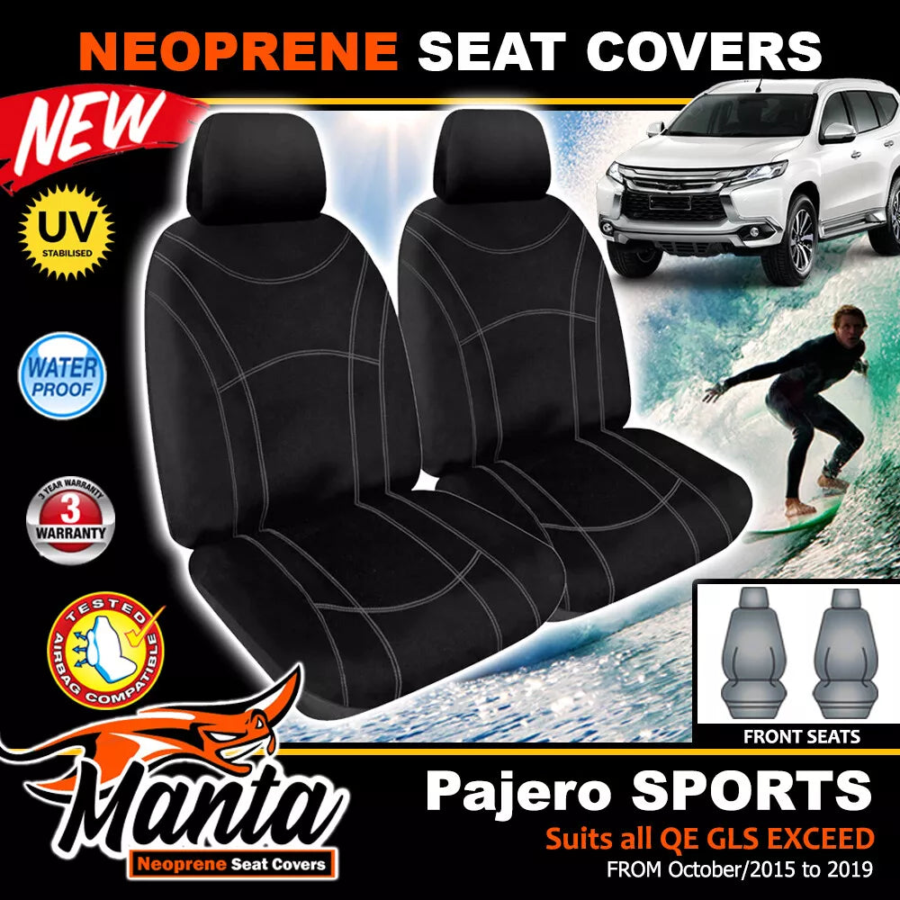 Manta Neoprene Front Seat Covers For Pajero Sports GLS GLX EXCEED 2015-2025