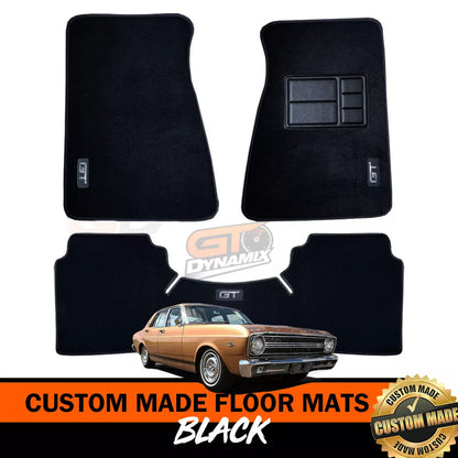 Custom Made Floor Mats 2 Rows for Ford XR GT Falcon 1966-68 3 Piece Set with LOGO BLACK