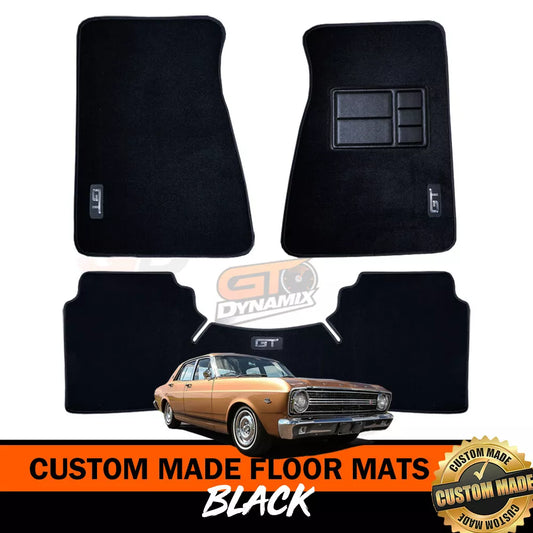 Custom Made Floor Mats 2 Rows for Ford XR GT Falcon 1966-68 3 Piece Set with LOGO BLACK