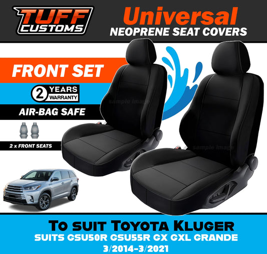 TUFF Customs Universal Neoprene Seat Covers For Toyota Kluger GSU50R GSU55R GX GXL GRANDE 3/2014-3/2021