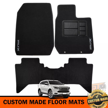 Custom Made Floor Mats 2 Rows Isuzu MU-X LS-U LS-T LS-M MUX 7/2021-2024 BLACK
