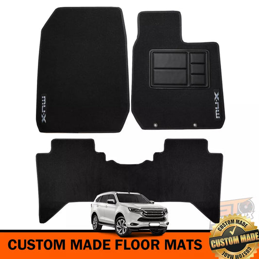 Custom Made Floor Mats 2 Rows Isuzu MU-X LS-U LS-T LS-M MUX 7/2021-2024 BLACK