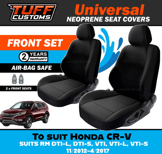 TUFF Customs Universal Neoprene Seat Covers Honda CR-V CRV RM DTI-L DTI-S VTI VTI-L VTI-S 11/2012-4/2017