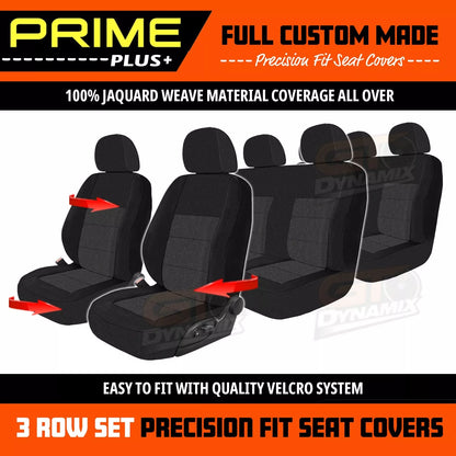 PRIME PLUS Seat Covers 3 Rows Black For Toyota KLUGER GX GXL GRANDE Hybrid 3/2021-2024