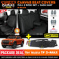 Tuff HD TRADE Canvas Seat Covers 2 Row + Dash Mat For Isuzu DMAX TF W/TRAY 2020-2024 DM1593 Black