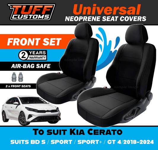 TUFF Customs Universal Neoprene Seat Covers Kia Cerato BD S SPORT SPORT+ GT 4/2018-2024