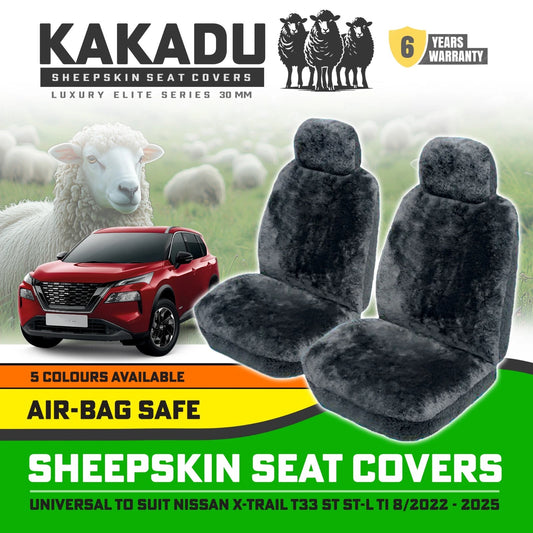 KAKADU Luxury Sheepskin Seat Covers Suits Nissan X-Trail T33 8/2022-2025 30mm 5 Colours 6YRW