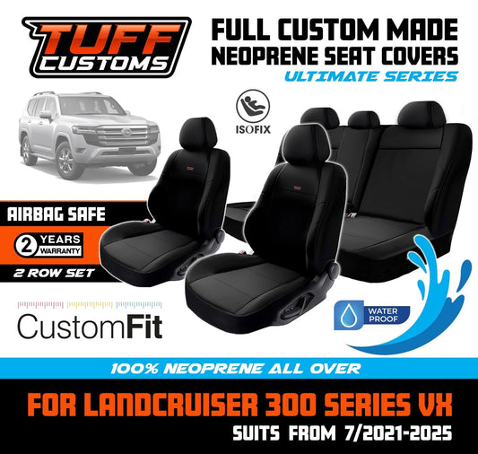 Tuff Customs Neoprene Seat Covers 2 Rows For Toyota Landcruiser 300 Series VX 7/2021-2024