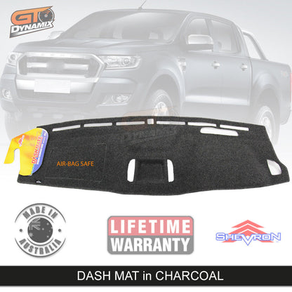 Shevron Charcoal Dash Mat For Ford Ranger PX2 PX3 XLT With Tech pack w/ Coin Tray Tech Pack 6/2015-4/2022 DM1402