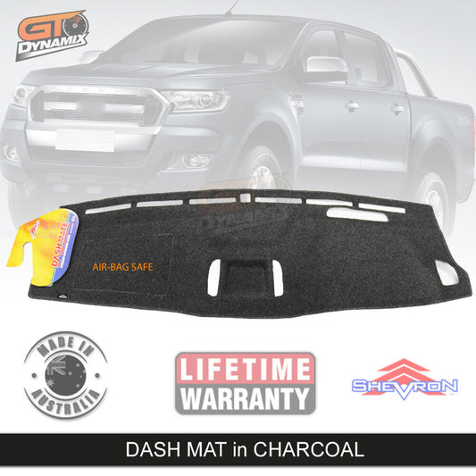 Shevron Charcoal Dash Mat For Ford Ranger PX2 PX3 XLT With Tech pack w/ Coin Tray Tech Pack 6/2015-4/2022 DM1402