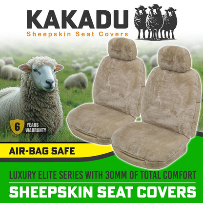 KAKADU Luxury Elite Sheepskin Seat Covers 6 Year Warranty 30mm AIR-BAG in MOCHA