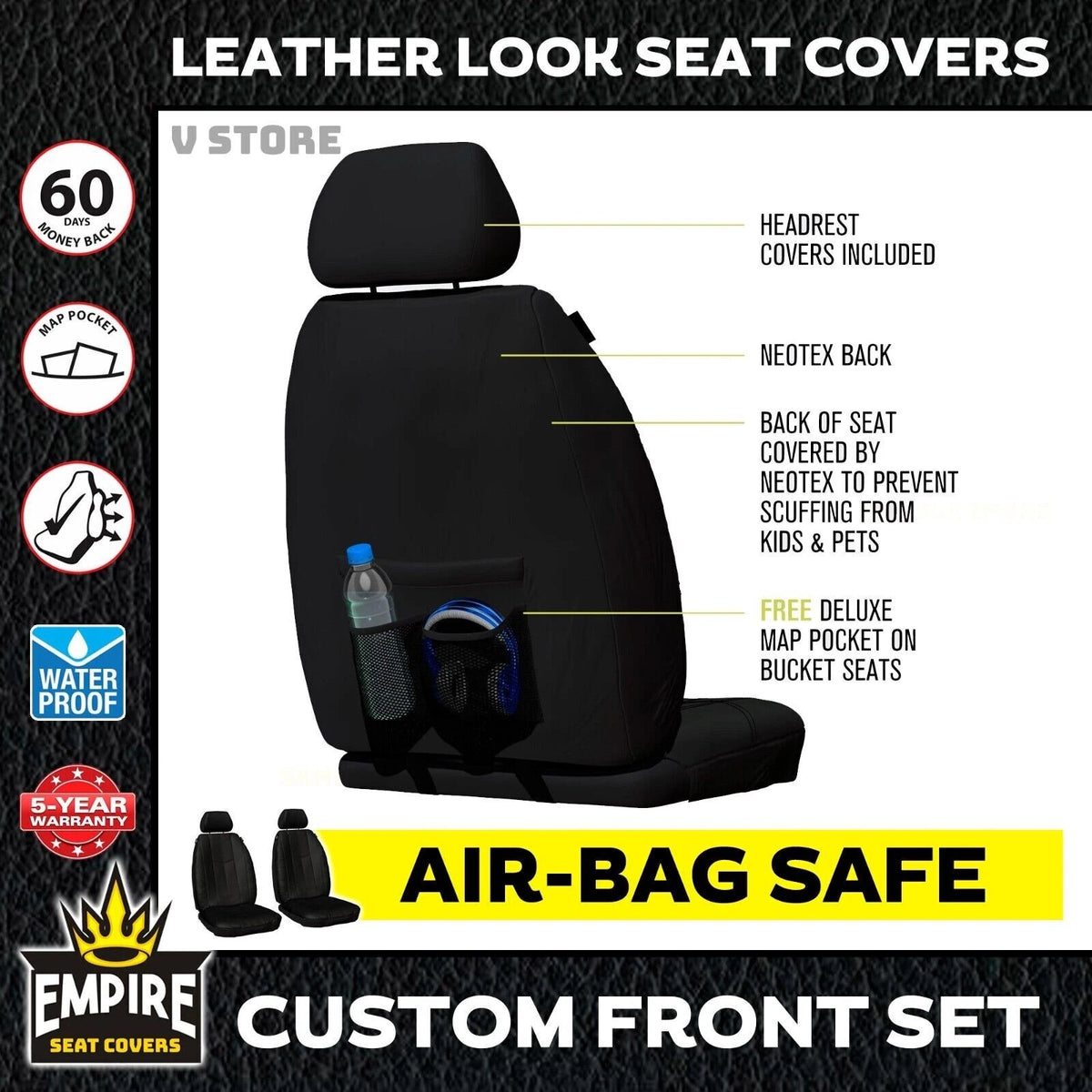Empire Leather Look Seat Covers Front MAZDA 3 BM BN NEO SPORT HATCH 2014-2/2019