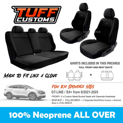 TUFF Customs Neoprene Seat Covers 2 Rows For Kia Sportage NQ5 SX+ GT LINE 9/2021-2024