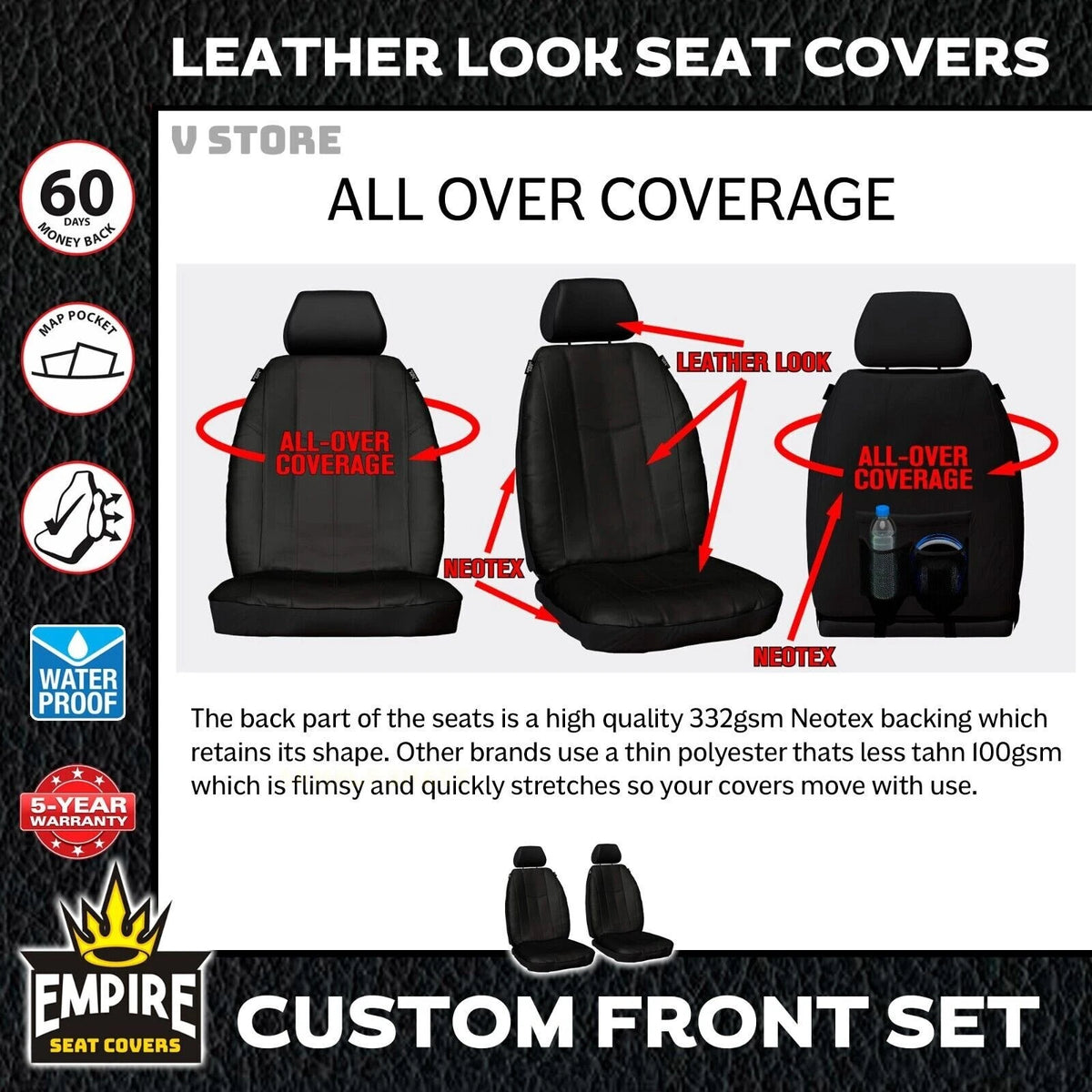 Empire Leather Look Seat Covers 2 Rows KIA CARNIVAL KA4 PE S WAGON 9/2020-2026
