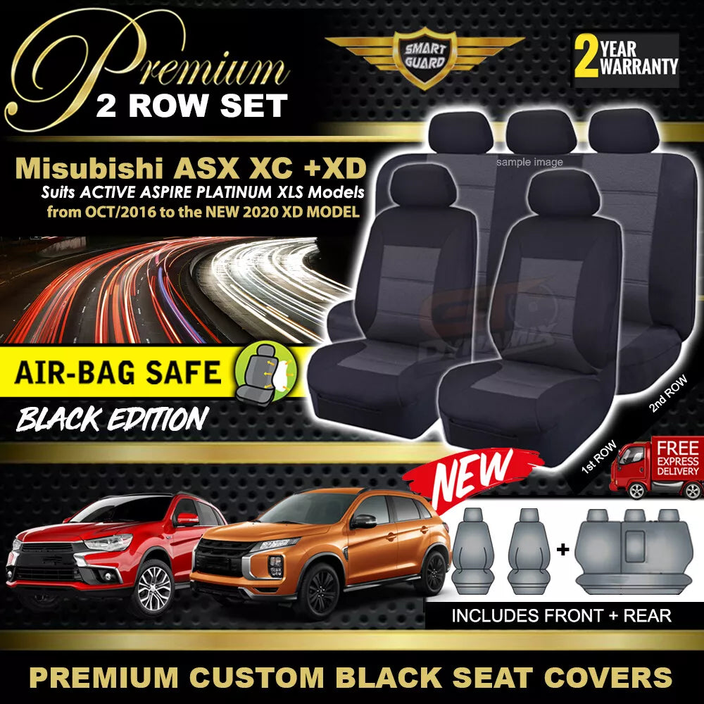 Premium Seat Covers 2 Rows Black For Mitsubishi ASX XC XD Active XLS ES 10/2016-2025