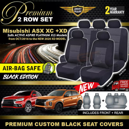 Premium Seat Covers 2 Rows Black For Mitsubishi ASX XC XD Active XLS ES 10/2016-2025